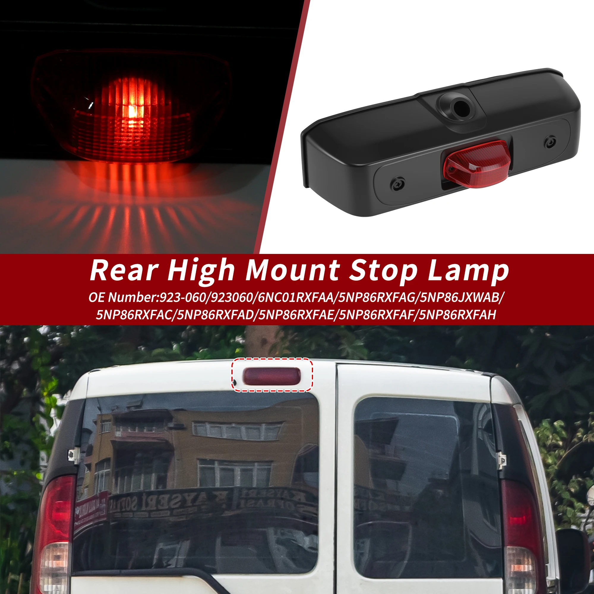 X Autohaux High Mounted LED Third Brake Light for Ram ProMaster 1500 2500 3500 5NP86RXFAG