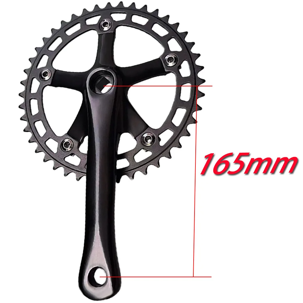 Fixed Gear 130BCD 165mm Bicycle Crankset Square Taper Hole Racing Retro Single Speed Crankset 42T 44T Chainring Bike Crank Arm