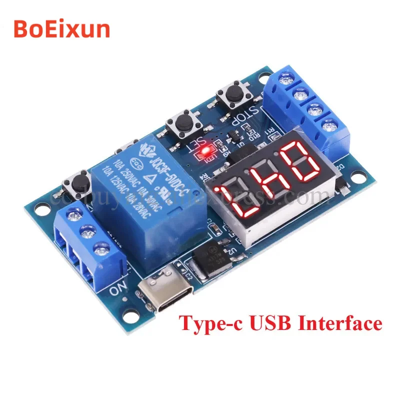 DC 6-30V Support Micro Type-c USB 5V LED Display Automation Cycle Timer Delay Control Off Switch Relay Module 6V 9V 12V 24V