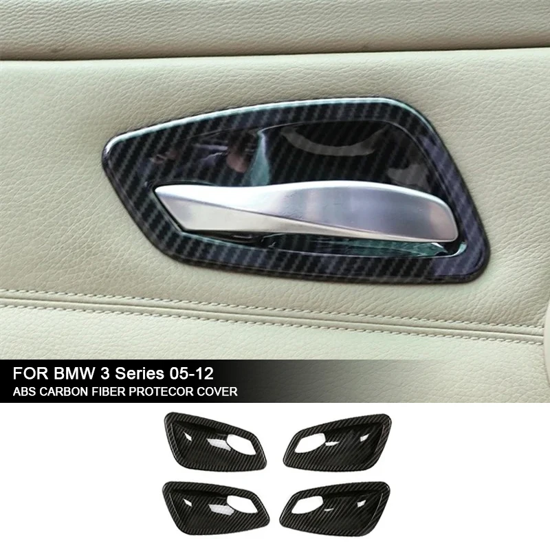 

4 шт., автомобильные ABS, углеродное волокно, внутренняя дверная ручка, чаша, накладка, наклейки, аксессуары для BMW 3 серии E90 E92 E93 2005-2012