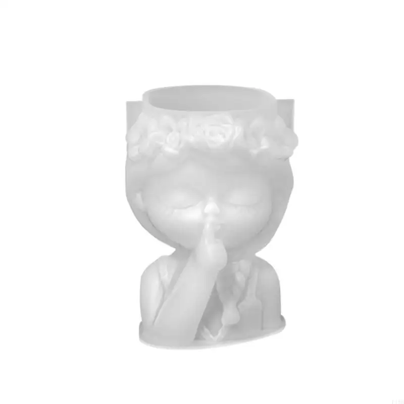 F19B Girls Pen Holder Flower Pot Silicone Molds DIY Planter Mold