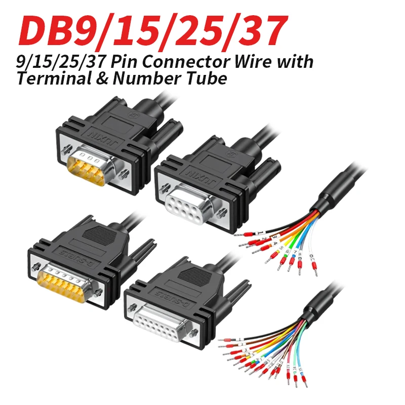 DB9 DB15 DB25 with Terminal Number Tube Connector Line Serial Port 9/15/25/37 Pin Wire DB37/25/15 Parallel Port Connecting Cord