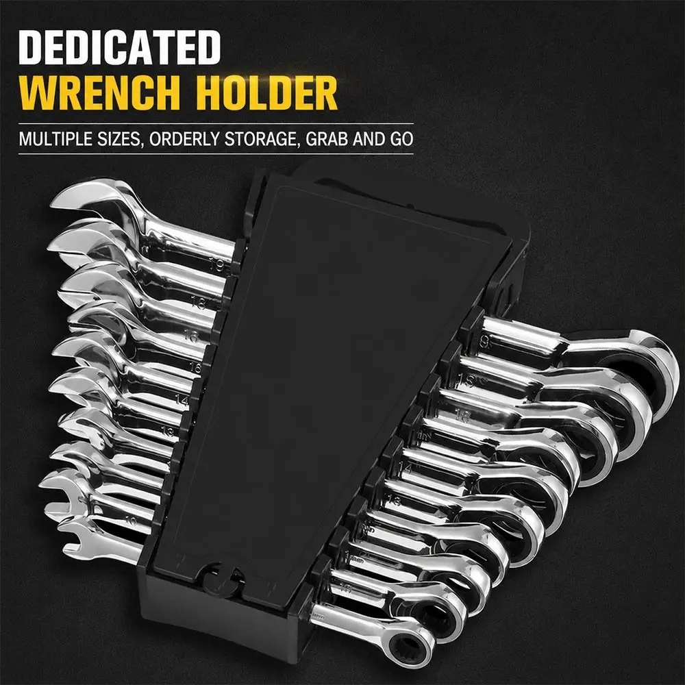 12 Slots Wrench Organizer Rack Individual Wrench Slots with Carry Handle Wrench Storage Holder Secure Clamping Structure