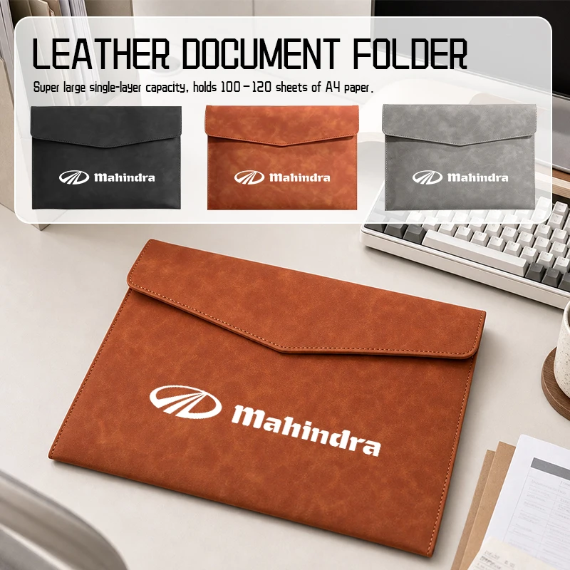 Porte-documents en cuir avec logo de voiture, format A4, pour Mahindra Kuv100 Xuv700 Xuv300 Tuv300 Pik Up 4x4
