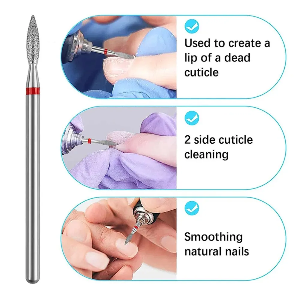 6pcs Nail Dill Bits Diamond Milling Cutter for Manicure 3/32" Burr Electric Nail File Cuticle Remover Tool