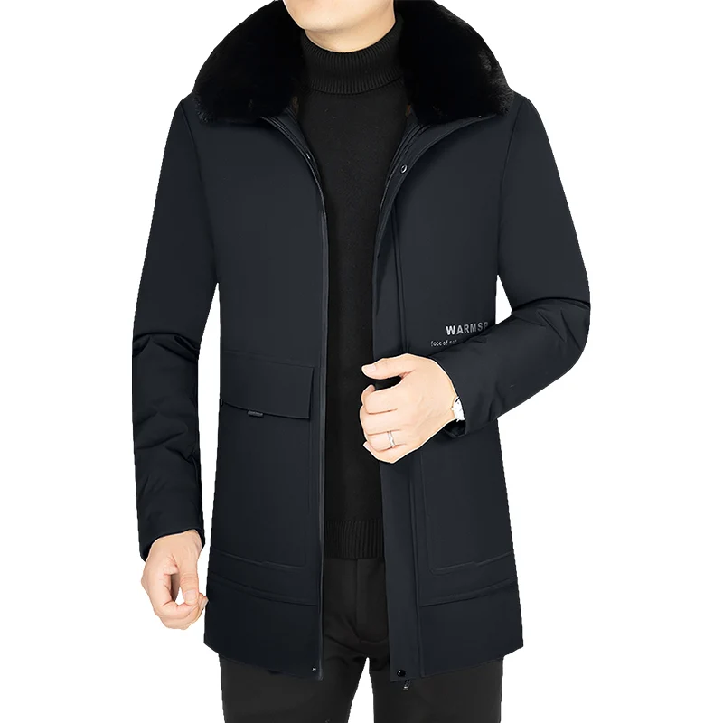 Nuovi uomini solidi con cappuccio con pelliccia capispalla invernale sciolto impermeabile caldo pile spesso Parka giacca classica streetwear vintage