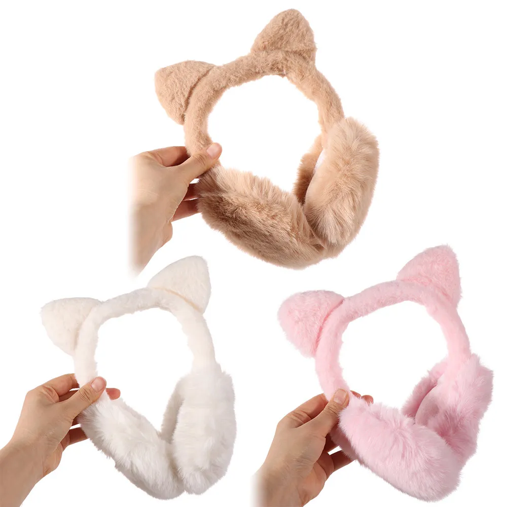

Fashion Foldable Cat Earmuffs Windproof Thicken Warm Earflaps Adjustable Elastic Winter Ear Warmer Winter Sport