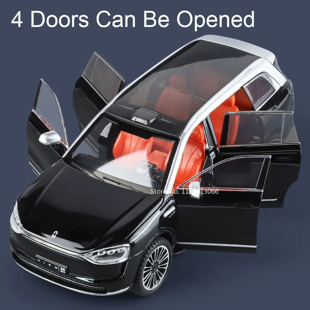 รถโมเดล AITO M9 WULING Bingo ขนาด 1:24 ของเล่นรถยนต์ล้ออัลลอยด์แบบดึงหลัง พร้อมเสียงและไฟ สำหรับเด็ก ตกแต่ง และเป็นของขวัญ