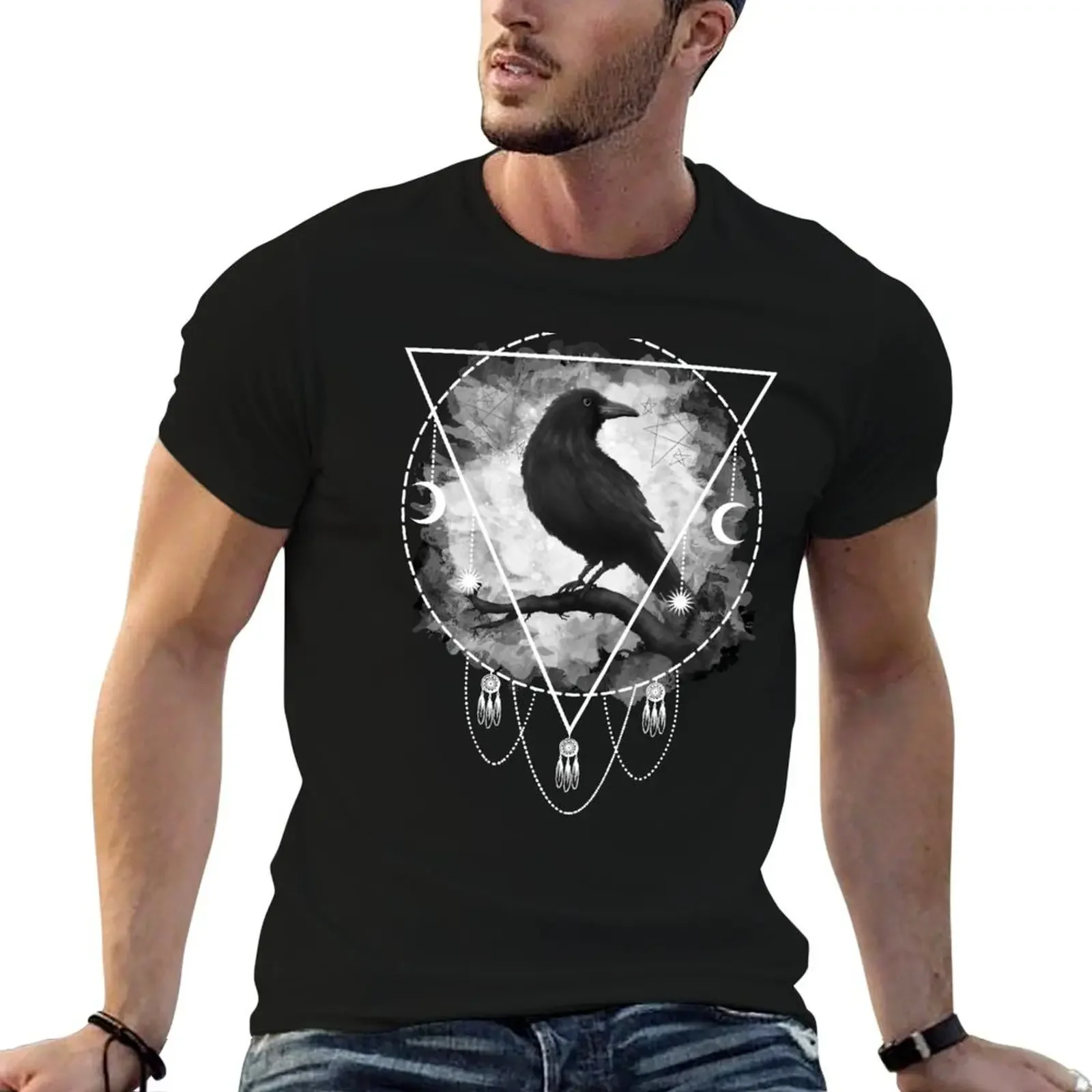 Raven Crow Occultism T-Shirt Man t-shirt croswit shirt man quick drying men clothes