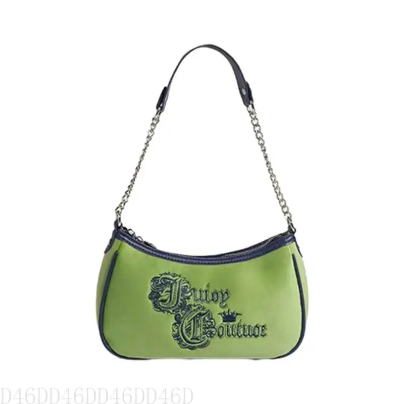 

D46D Trendy and Retro Armpit Bag with Eye Catching Green Embroidery Shoulder Handbag