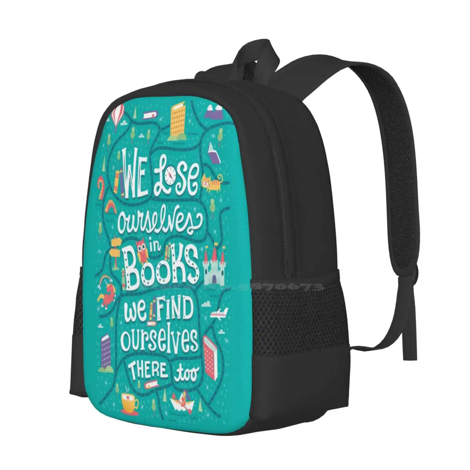 Lose Ourselves In Books Bag Backpack For Men Women Girls Teenage Books Reading Reader Unicorn Castle Bibliophile Bookworm Coffee