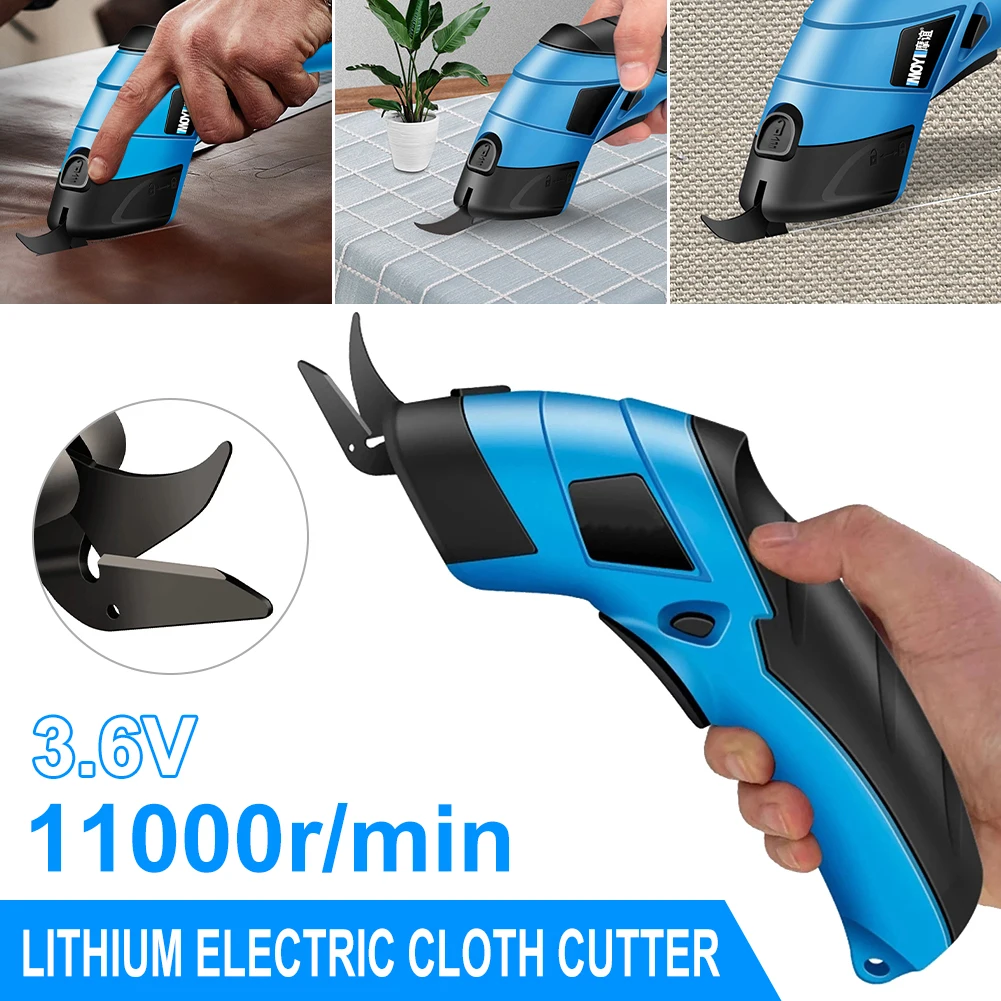 Electric Scissors Cloth Cutting Machine Lithium Charging PVC Leather Sewing Tailor Scissor Tungsten Steel Blade Doubl Blade Tool