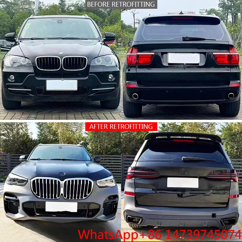 2008-2013 X5 Old To New Facelift Body Kit Upgrade To 2020 G05 MT Style Front Rear Bumper Headlight Fog Light Exterior PartsCar P