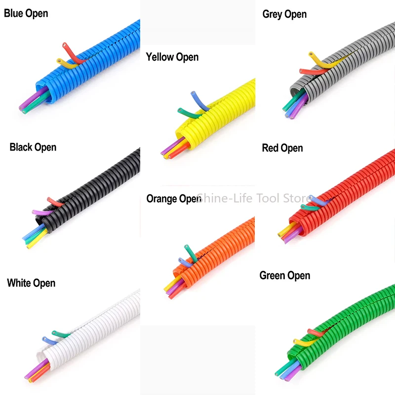 SL Corrugated Pipe ID 5.5~29mm Plastic Insulation Split Loom Flexible Convoluted Tubing Wear Resistant Cable Protector Sleeve