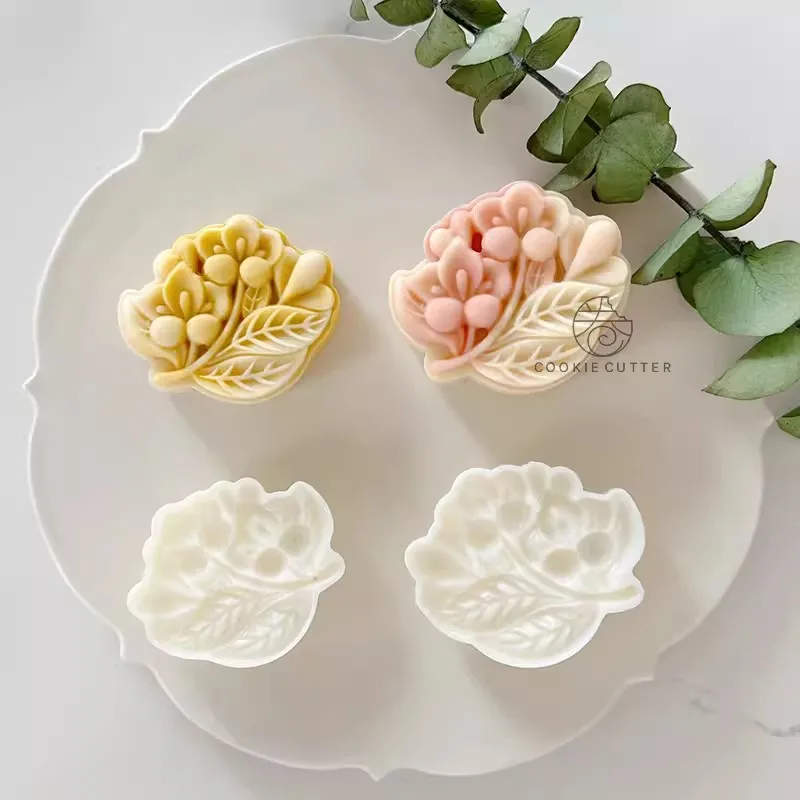 50g 75g Chinese Style Moon Cake Plunger Mold Flower Leaf Pattern Cookie Cutter Stamp Pastry Dessert Mung Bean Cake Kitchen Items