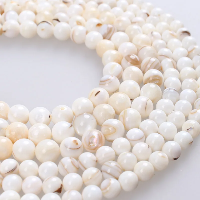 Natural Shell Beads Stripes Chinese Shell Beads Round Loose Beads 5 6 7 8 9mm For Bracelets Necklace Diy Jewelry Making