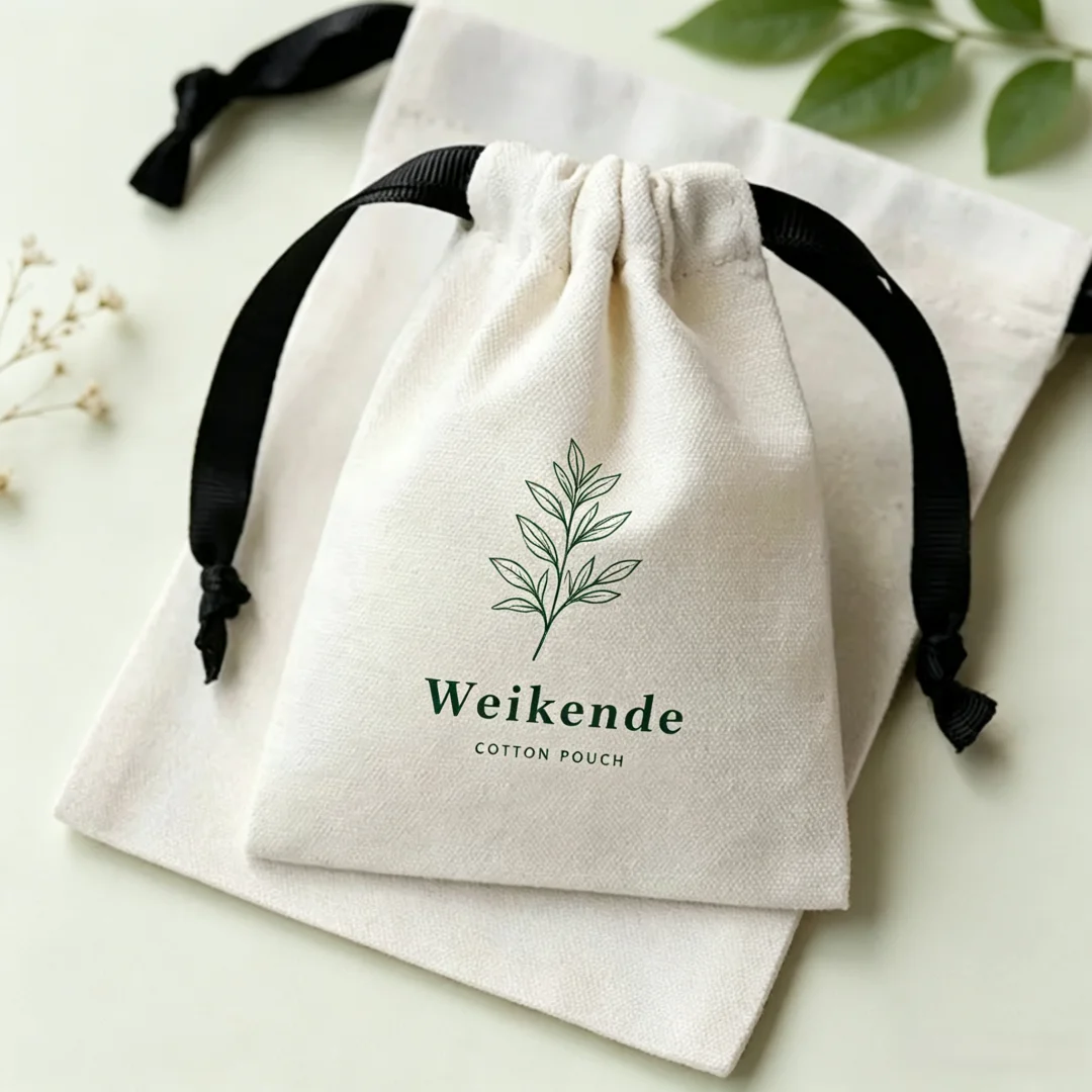 100Pcs Natural White Cotton Bags Earring Necklace Watch Jewelry Custom Logo Storage Pouch Drawstring Sack Holiday Gift Organizer