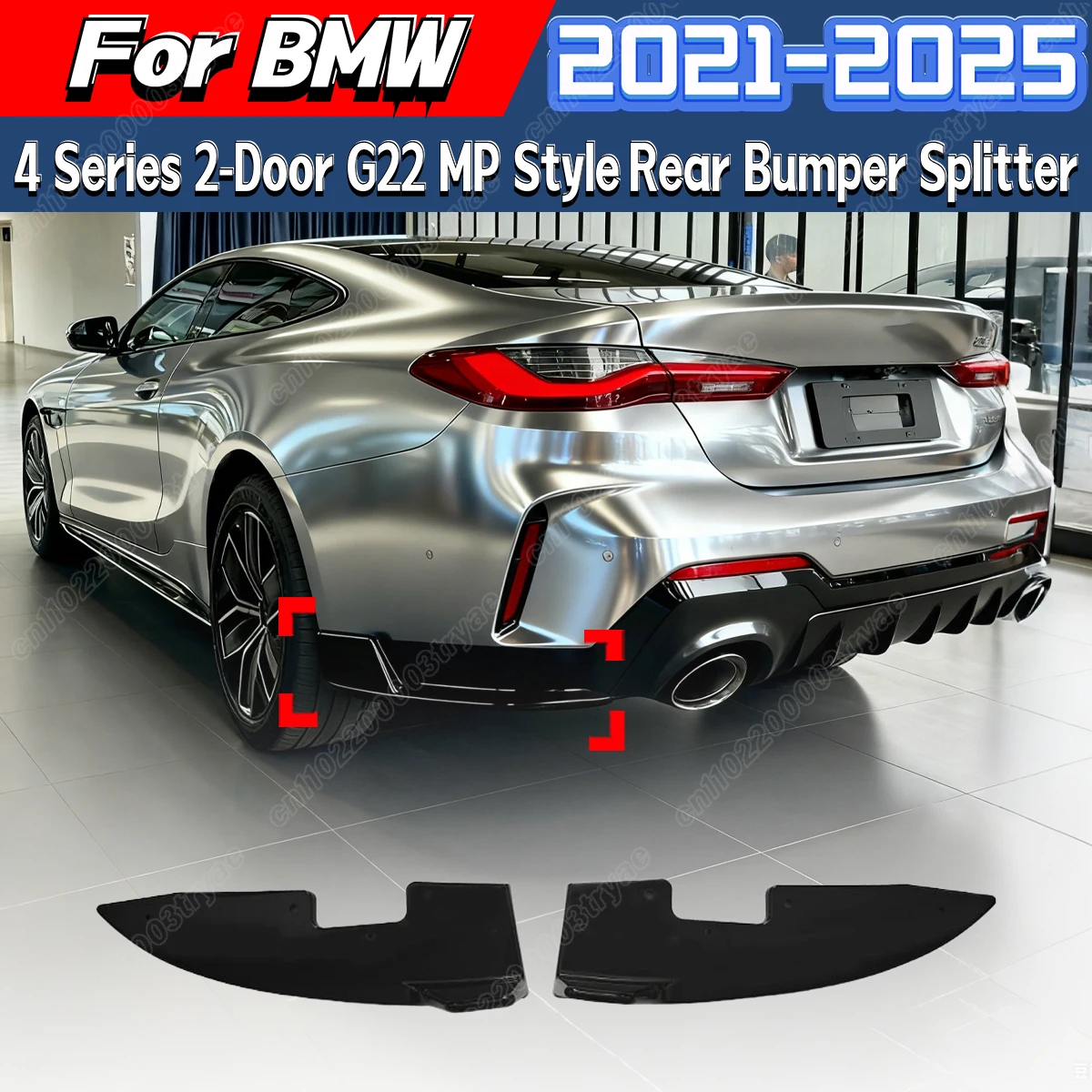 

Для BMW 4 серии 2-дверный G22 2021 2022 2023 2024 2025 Задний бампер автомобиля MP Стиль Сплиттер Спойлер Задний боковой комплект защиты от царапин