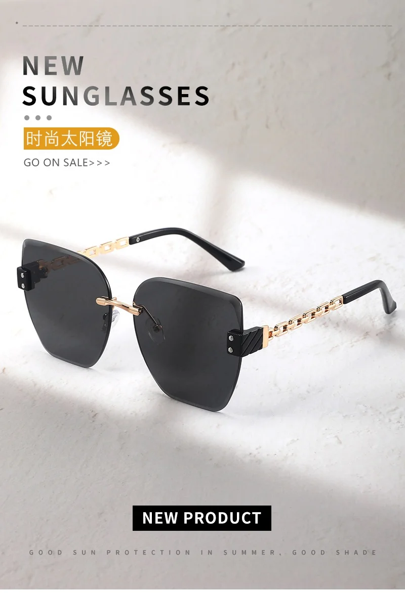 Neue Retro-Sonnenbrille im Farbverlauf mit Schlichten Kanten im Kleinen-Duft-Stil für Damen, Modische Großrahmige UV-Sonnenbrille 2409 – Detail 1