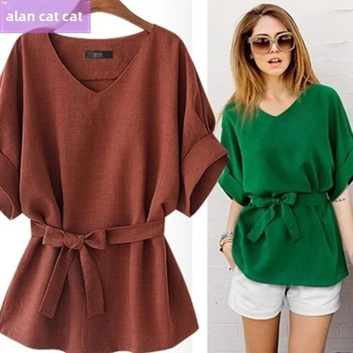

Summer Sexy Ladies T-irt Women's Blouse Top M5XL Polyester Fiber 00% Faionable Casual Wear for Ladies