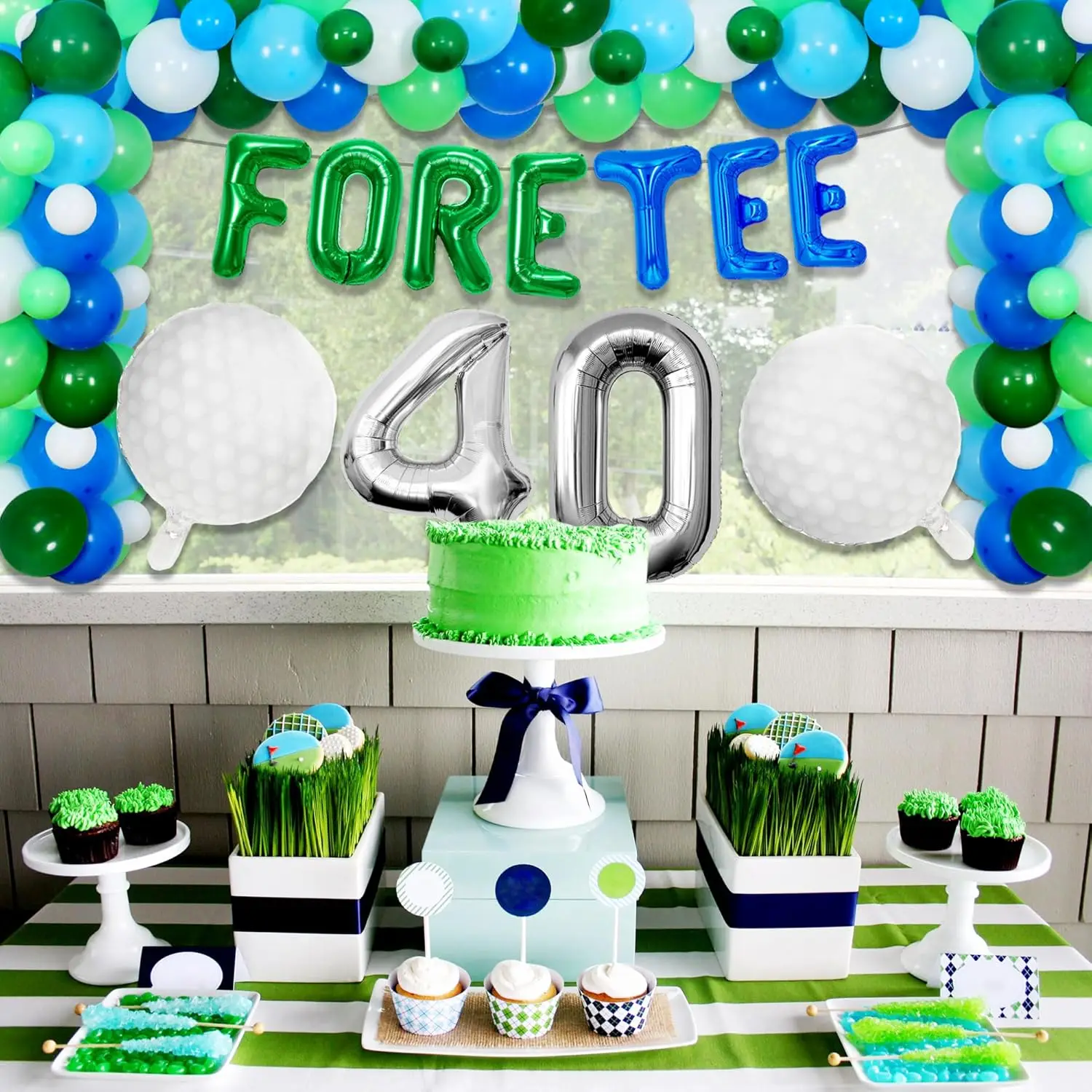 Laventy Golf 40th Birthday Decorations Men 40th Birthday Decorations Foretee-Tee Birthday Banner palloncini per palline da Golf