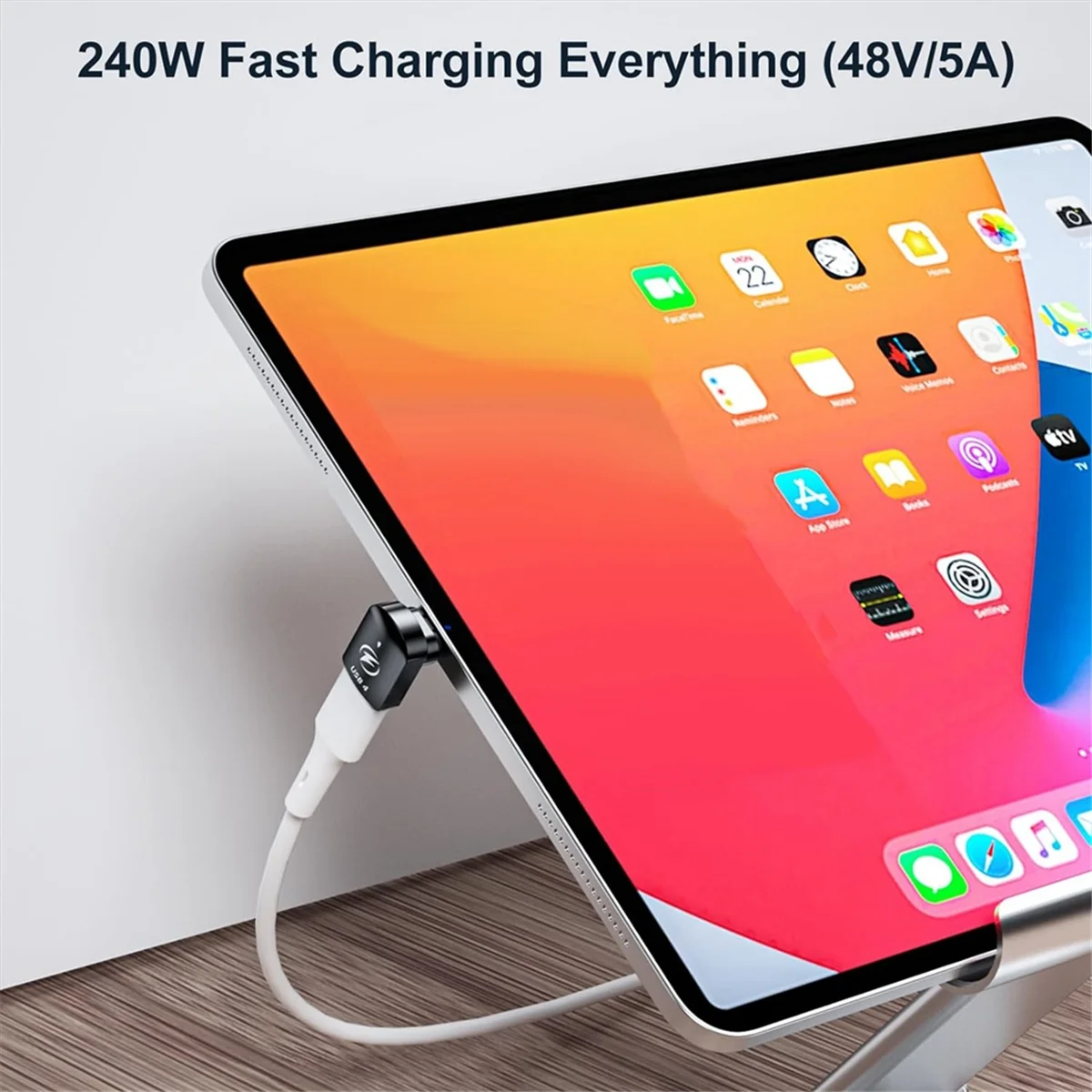 Adattatore magnetico USB C da 2 pezzi da 240 W, adattatore magnetico USB C da 24 pin, dati di ricarica rapida da 40 Gbps per Thunderbolt 3/4, MacBook Pro