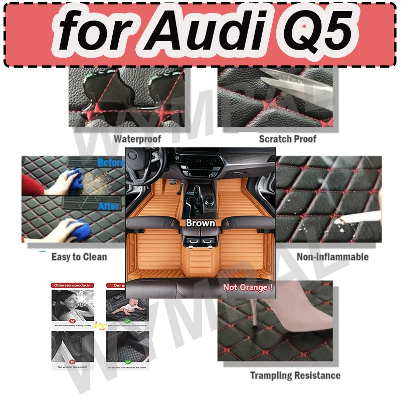 

LUXURY Artificial Leather Custom Car Floor Mats for Audi Q5 2009-2018 Year Interior Details Car Accessories
