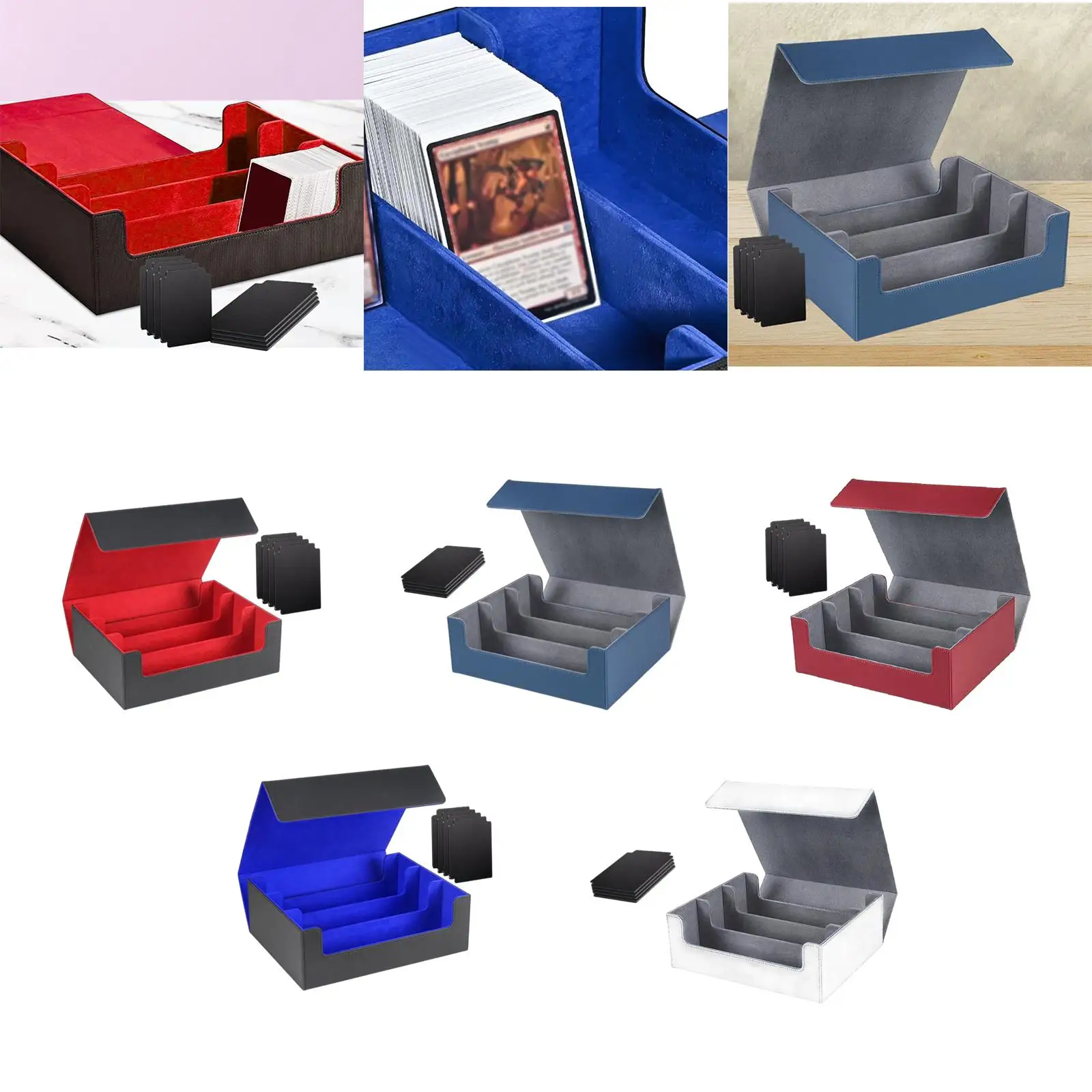 Trading Card Storage Box Large Deck Case with Dividers for Basketball Baseball Card Collection Display Organizer