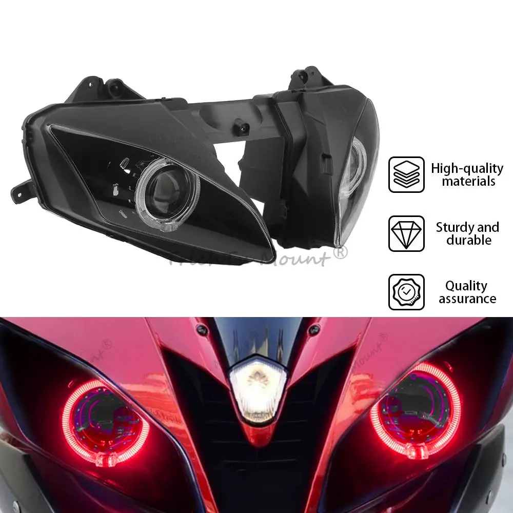 Motorcycle Front LED Headlight Assembly Red Angel Eye HID Projector Hi/Lo Beam Head Lamp For Yamaha YZF R6 2006 2007 Accessories