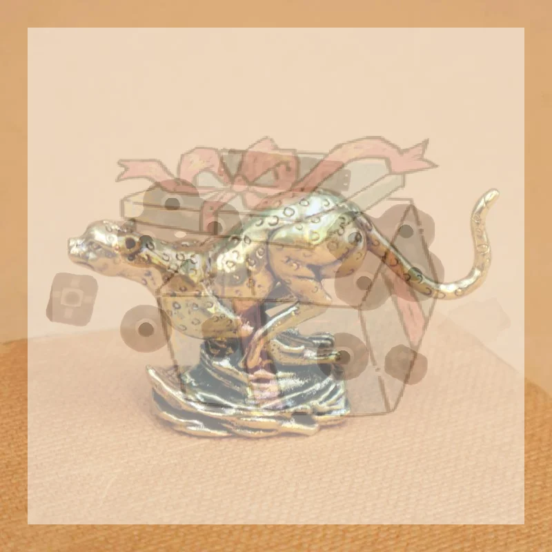【CC】Cheetah Statue Desktop Ornaments Solid Metal Animal Leopard Figurines Miniatures Home Decorations Crafts Child Gifts