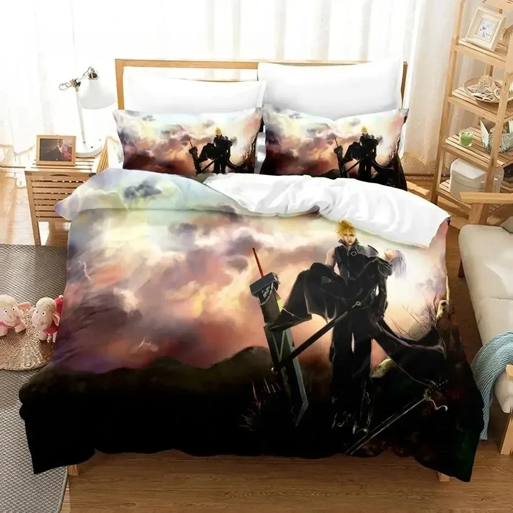 New Game Crisis Core Final Fantasy VII Bedding Set Cartoon Anime three-piece Set Adult Boys Bedroom Duvet cover Sets