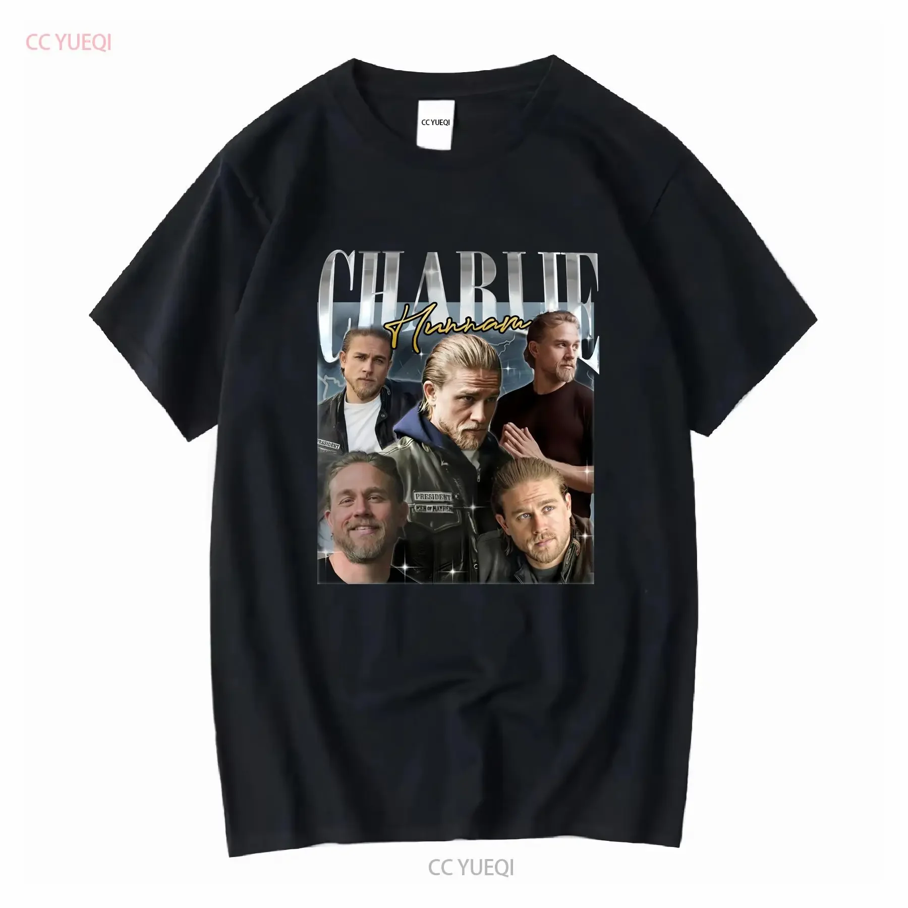 Limited Charlie Hunnam Vintage T Shirt Fan Retro 90s Homage long or short sleeves vintage Washed Breathable Versatile