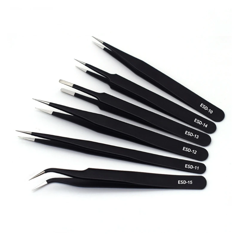 ESD Straight & Curve Tweezers Eyelash Extension Tool Eyelash Makeup Beauty Stainless Steel Tweezers