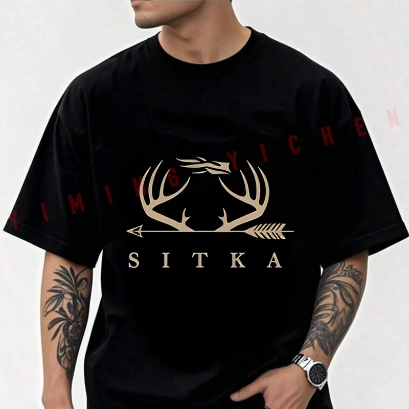 

Sitka Gear Antler & Arrow Deer Hunting Motorcycle Men's Fashion T-shirt Moto Cotton Casual Summer Comfortable Short Sleeve Tops