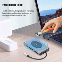 13-In-1 Type C Docking Station Adapter 15W Wireless Charger USB3.0Hub Hub PD100W Expander RJ45 Gigabit Network Card Easy To Use