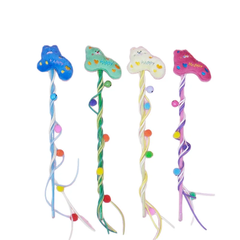 Dopamine Cat Teaser Wand Long Rod Interactive Boredom-Relief Cat Toy Cartoon Cute Plush Kitten Cat Toy