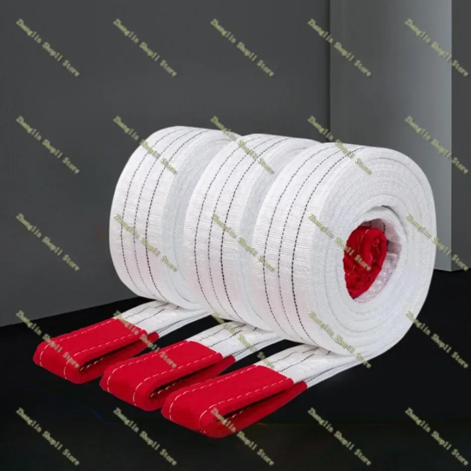 1T 2T 3T Industrial Lifting Belt Wear Resistant White Flat Lifting Belt Trailer Sling Crane Hoisting Cargo Polyester