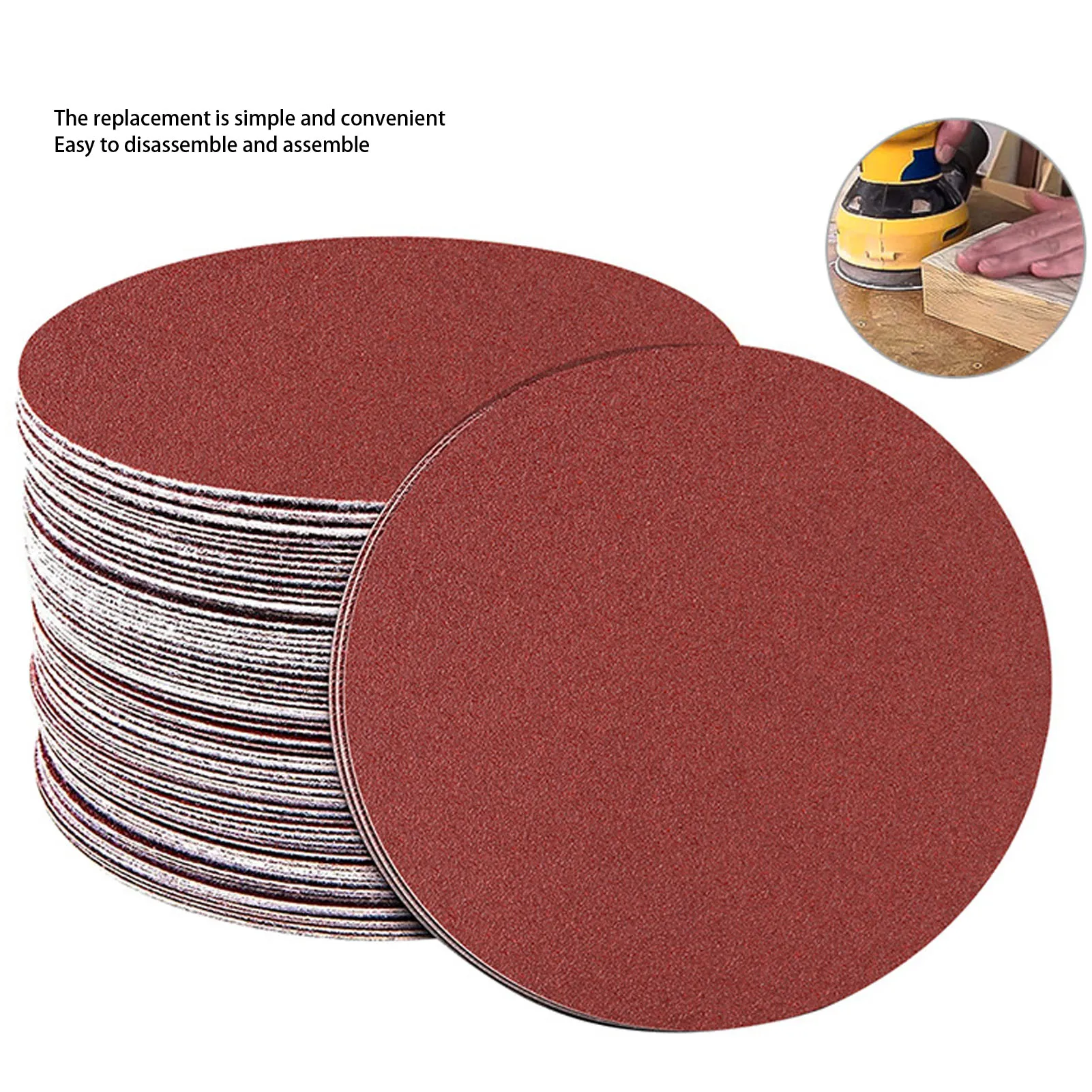 6 Inch Sanding Discs Red Sand Hook and Loop Sandpaper for Wood Metal Polishing Grinding