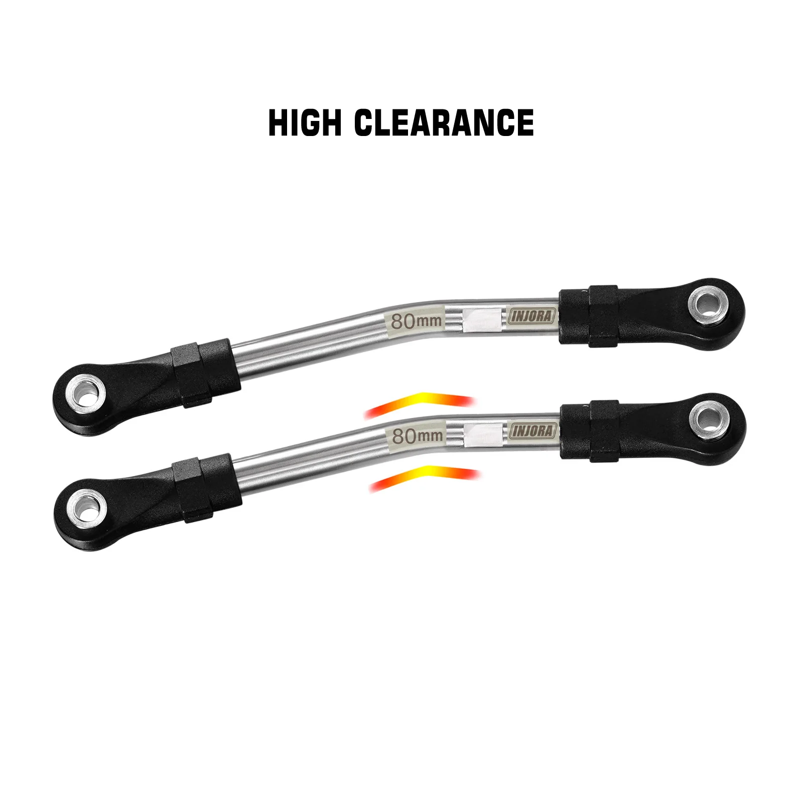 INJORA Stainless Steel High Clearance Links with Rod Ends for 1/10 RC Crawler Car TRX4 SCX10 II SCX10 III VS4-10