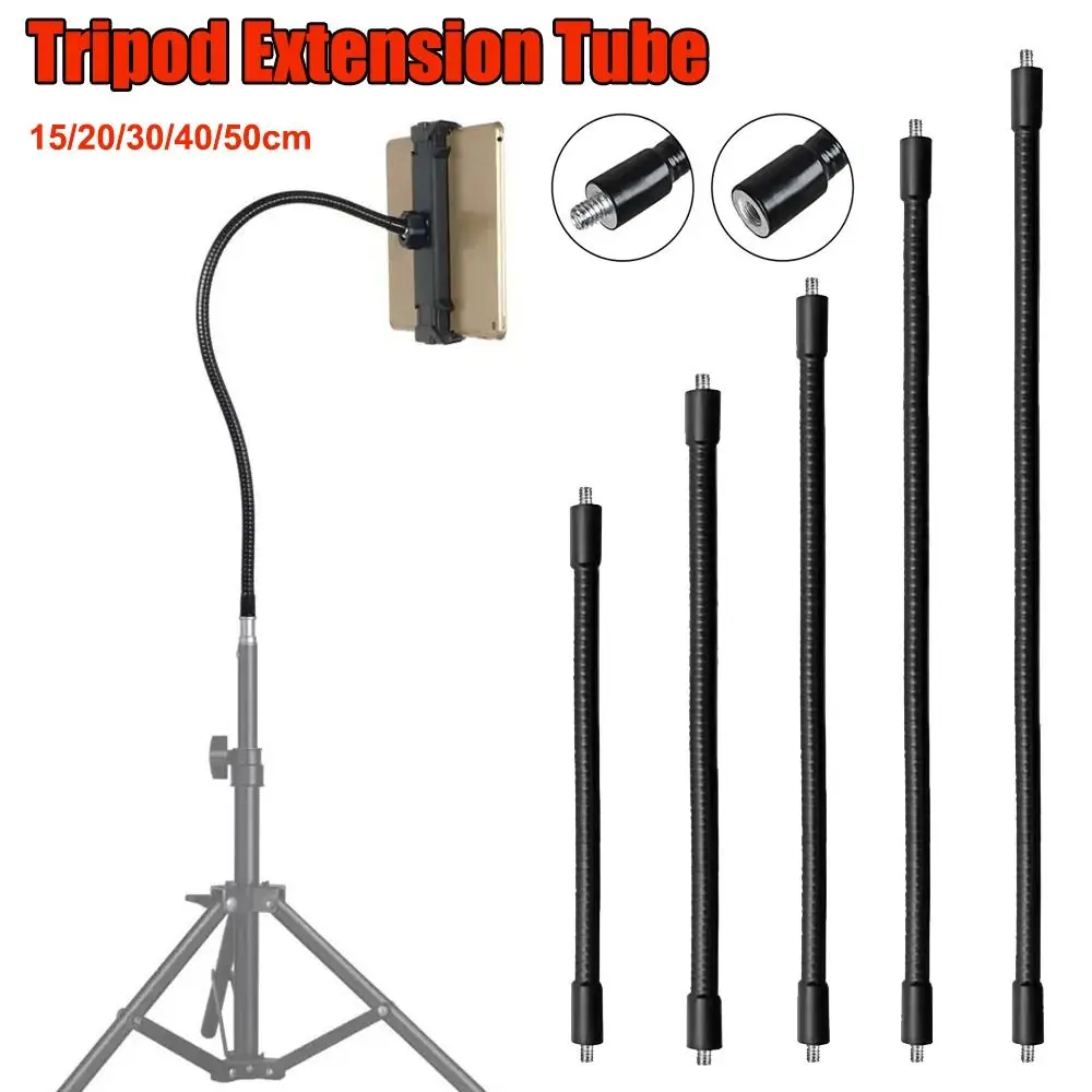 Novo metal monopé tubo de metal haste flexível com parafuso de 1/4 polegada selfie vara stands leve tripé extensão braço câmeras slr