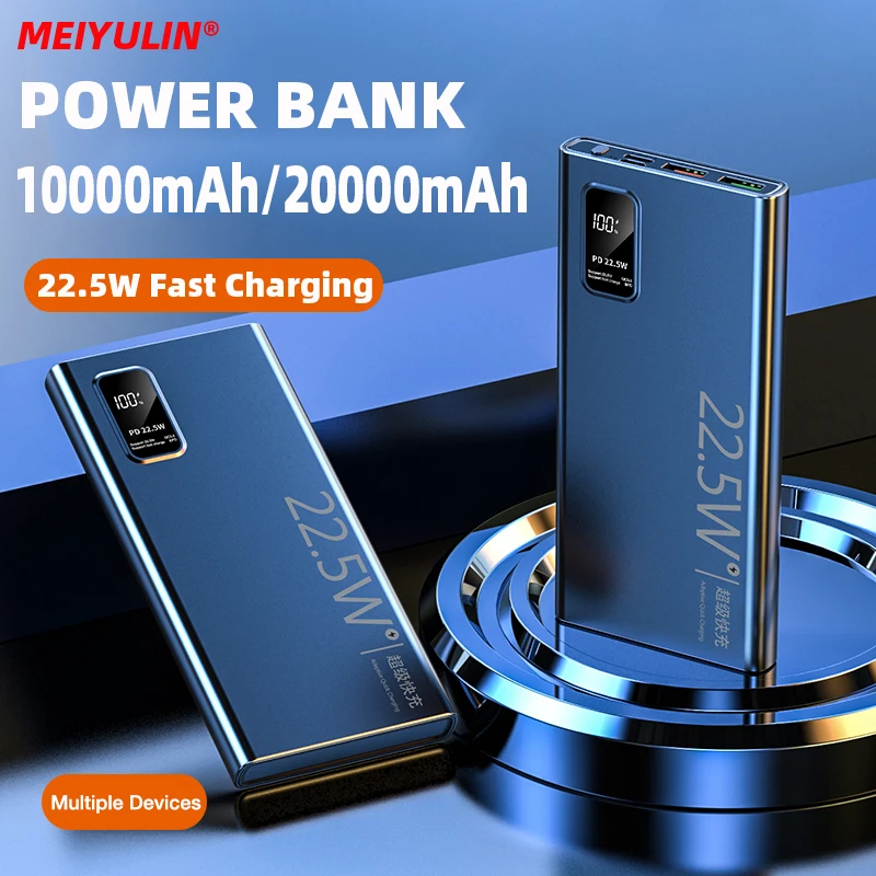 

20000 мАч Power Bank большой емкости 10000 мАч 22,5 Вт USB C Powerbank с быстрой зарядкой Внешняя запасная батарея для iPhone Samsung Xiaomi