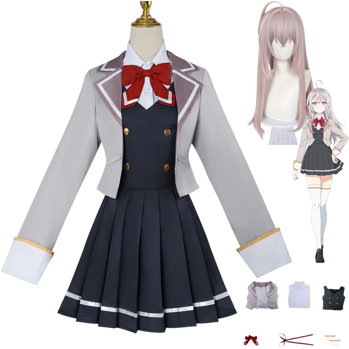 Anime Alya a veces esconde sus sentimientos en ruso Alisa Mikhailovna Kujou Cosplay disfraz mujer JK uniforme escolar traje con peluca