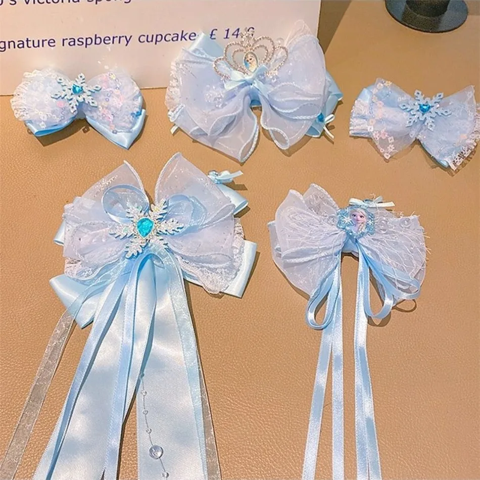 أطفال لؤلؤة الجبين سلسلة الأزرق دبوس الشعر الانفجارات المشابك للفتيات إلسا ندفة الثلج دبوس الشعر إكسسوارات الشعر أغطية الرأس الموضة HP01 #4