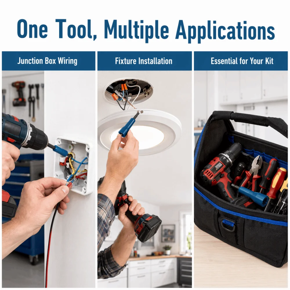 1/4in Chuck Wire Nut Twister Universal Blue/Black Wire Twisting Tool Socket Design Wire Connector Driver Wire Connection