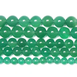 Green Agate Round Gem Loose Strand Beads 15