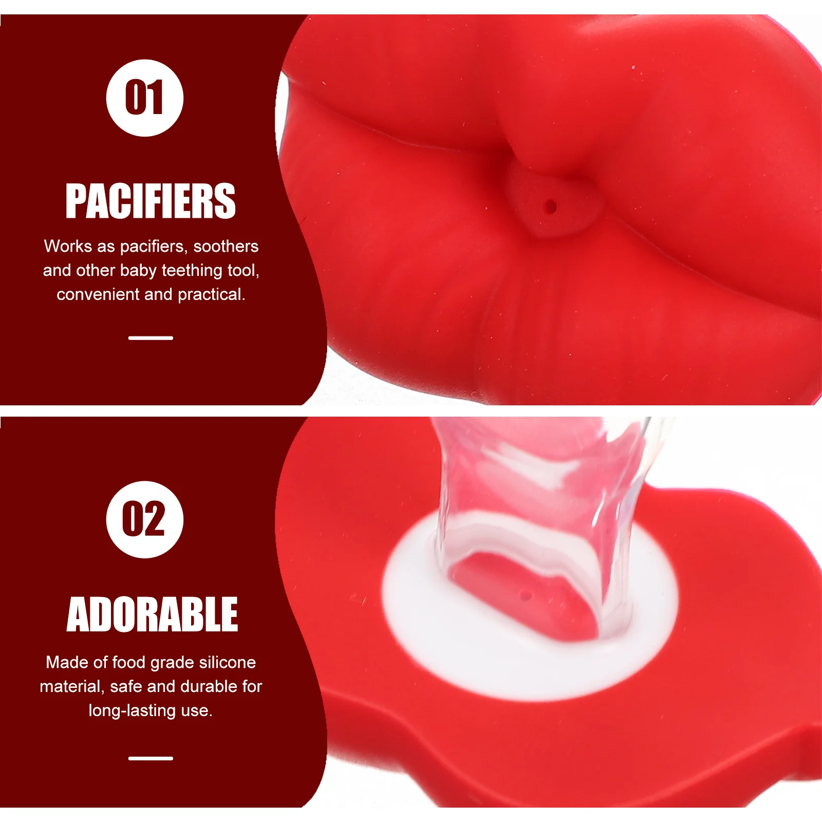 3 Pcs Silicone Pacifier Infant Comfort Tool Pacifiers Funny Lip