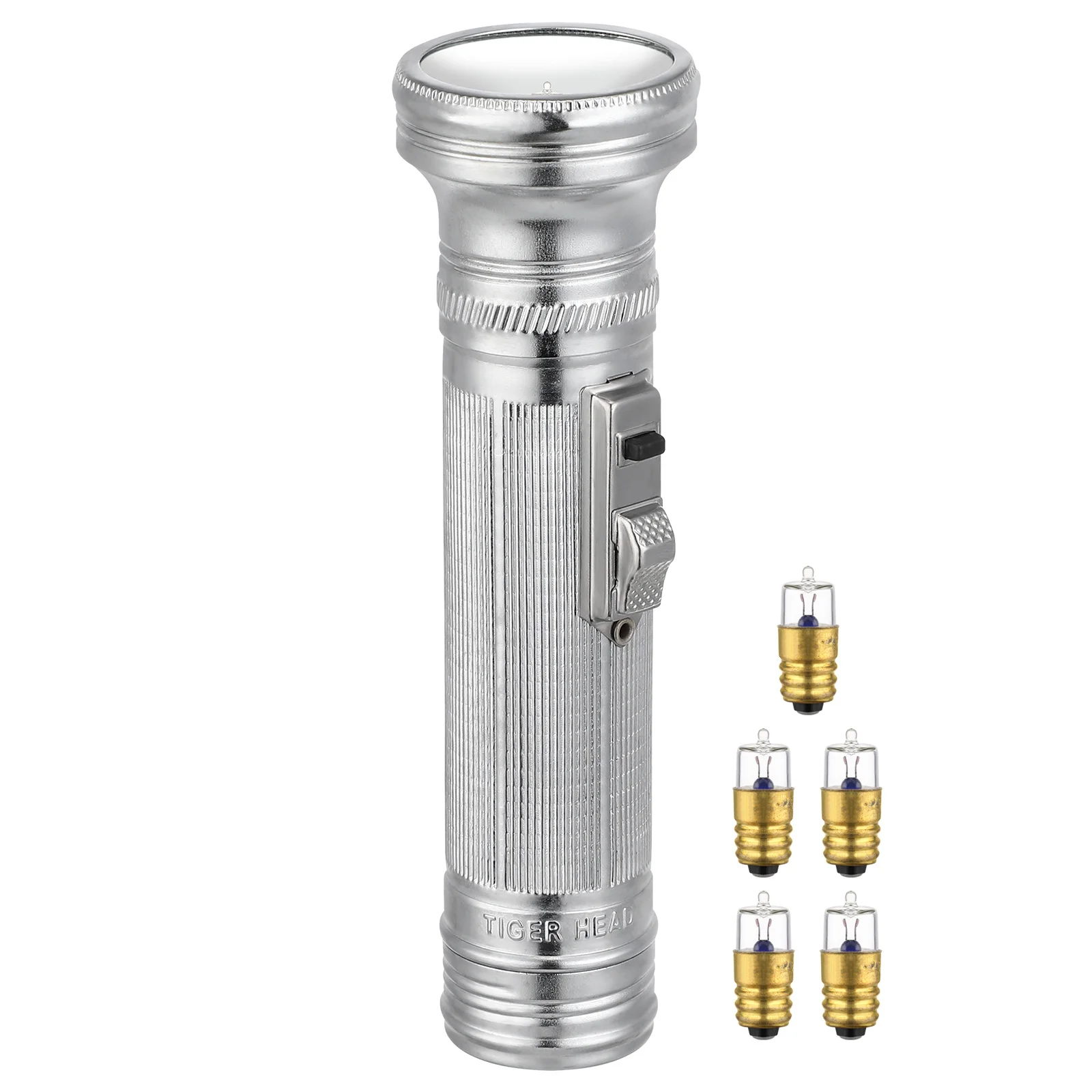 

Old-Fashioned Flashlight Metal Material Sturdy Useful Convenient Replacement Outdoor Activities Small Flashlight