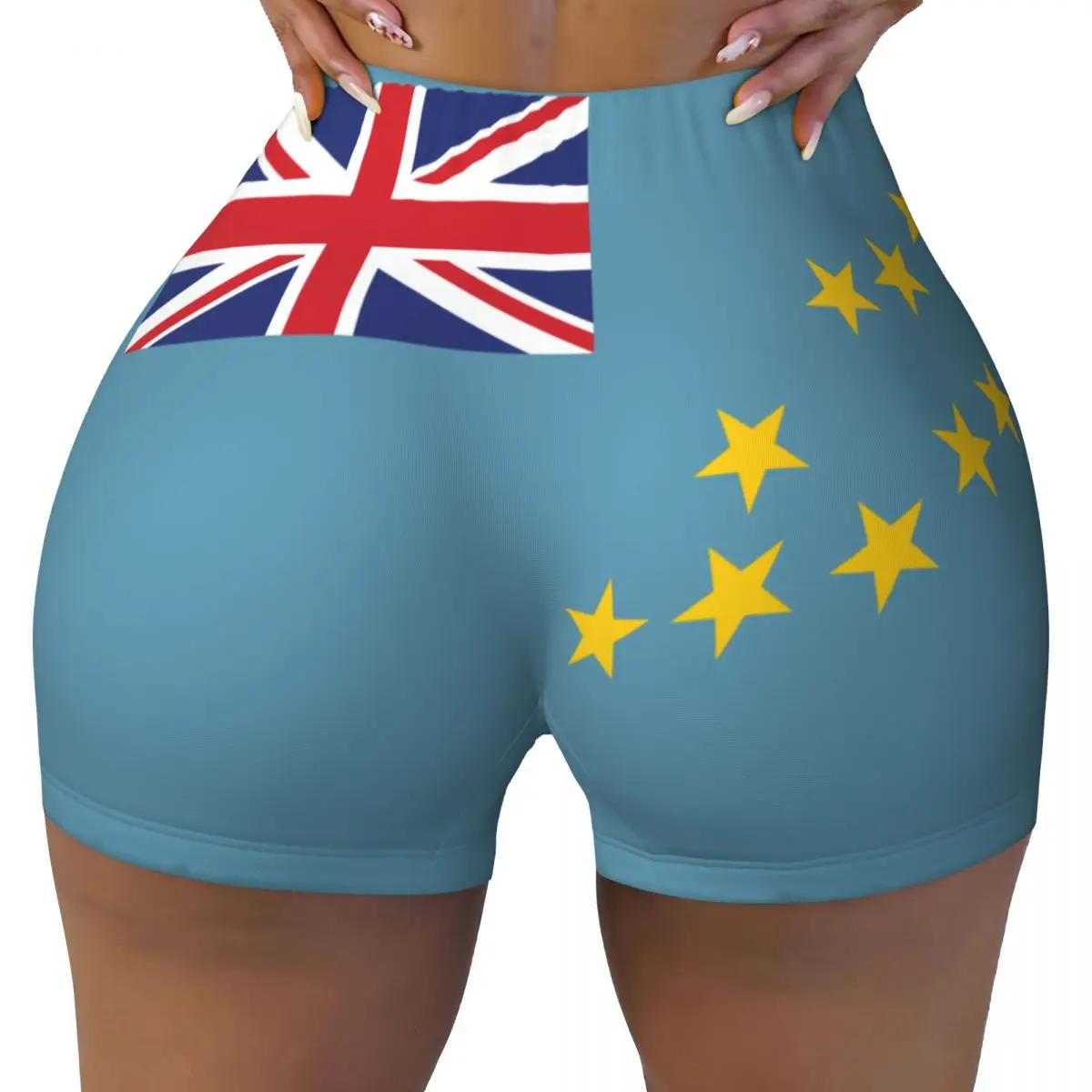 Sexy Tight Hip Sports Shorts Tuvalu Flag Fitness Women's Comfortable Yoga Shorts