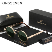 KINGSEVEN 2025 Trend Round Sun Glasses Polarized Men Sunglasses UV400 Gothic Steampunk Style Male Anti-Glare Mirror Lens
