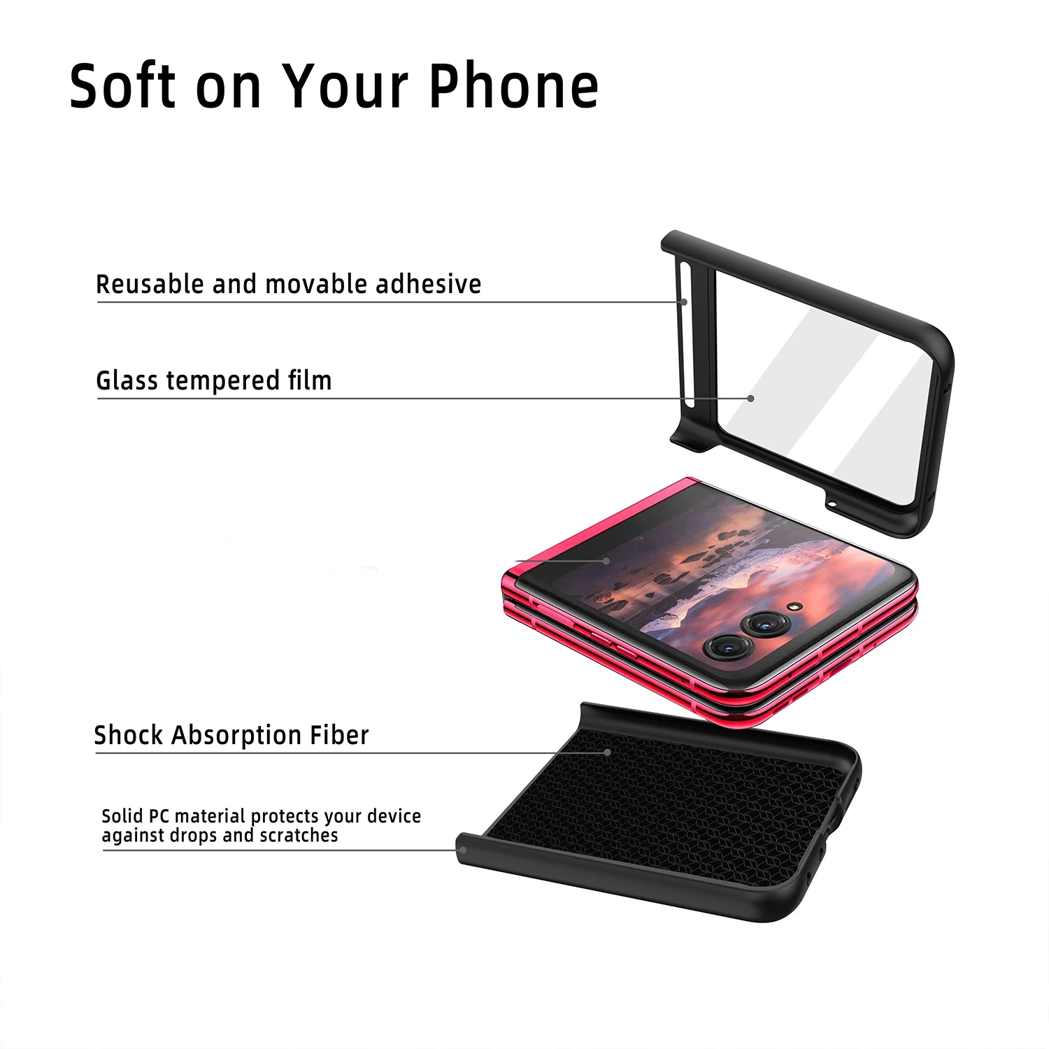 For Moto Motorola Razr 50 Luxury Thin Sparkling Matte Colorful Shock Proof Protection Phone Case Cover_voghion.com